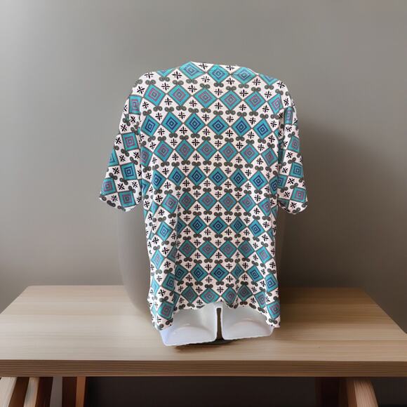 Lisa Ashley Woman's Blouse Top Blue Beaded Short Sleeve Round Neck - Picture 4 of 8